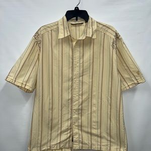 Cubavera Shirt Mens Large Multicolor 100% Cotton Short Sleeve Embroidery Logo